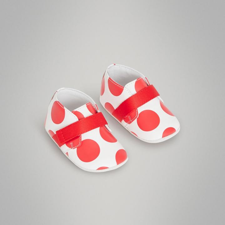 Burberry Burberry Spot Print Leather Shoes, Size: 19, Red