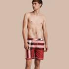 Burberry Burberry Check Print Swim Shorts With Piping Detail, Red