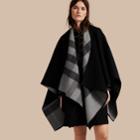 Burberry Burberry Check-lined Wool Poncho, Grey