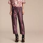 Burberry Panama Stripe Cropped Cotton Silk Satin Pyjama-style Trousers