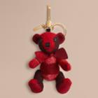Burberry Burberry Thomas Bear Charm In Check Cashmere, Red