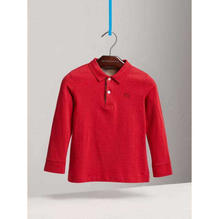 Burberry Burberry Long-sleeve Cotton Jersey Polo Shirt, Size: 5y, Red