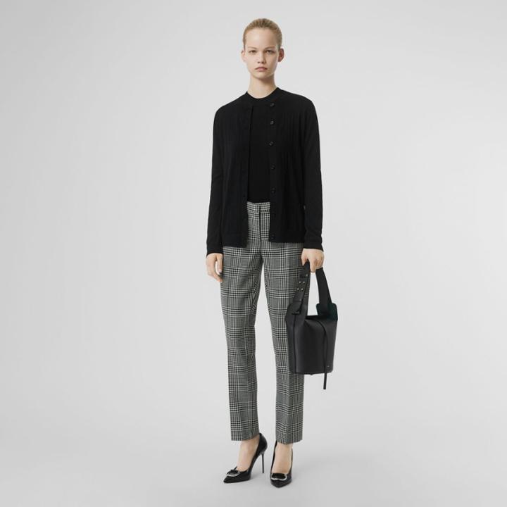 Burberry Burberry Rib Knit Cashmere Cardigan, Black