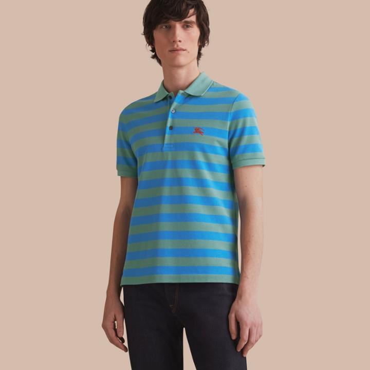 Burberry Burberry Striped Cotton Polo Shirt, Green
