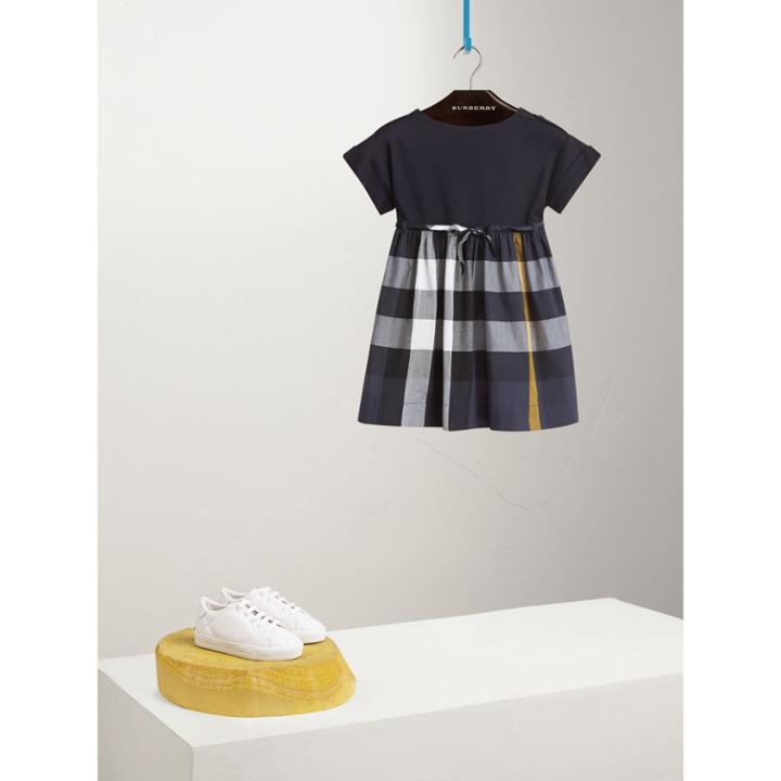 Burberry Burberry Check Cotton Dress, Size: 8y, Blue