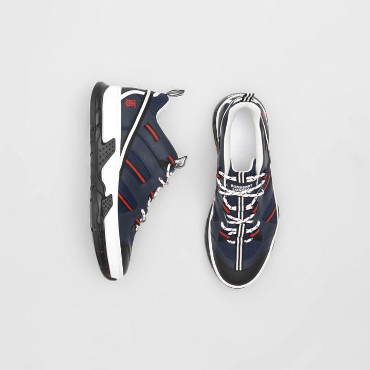Burberry Burberry Leather And Mesh Union Sneakers, Size: 39.5, Blue