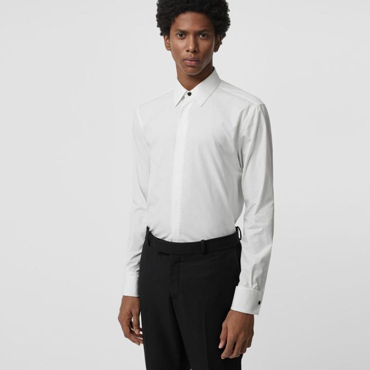 Burberry Burberry Classic Fit Link Cotton Jacquard Dress Shirt, Size: 15.5, White