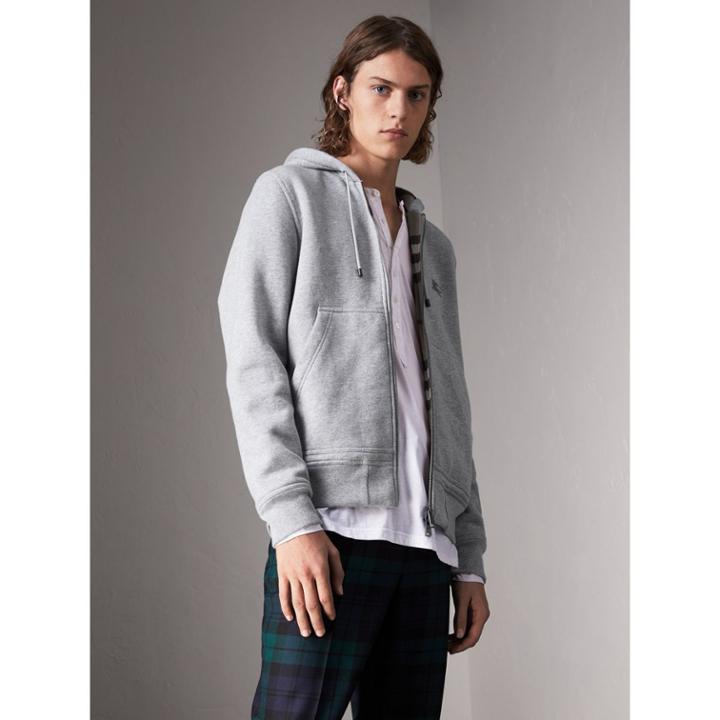 Burberry Burberry Check Detail Jersey Hooded Top