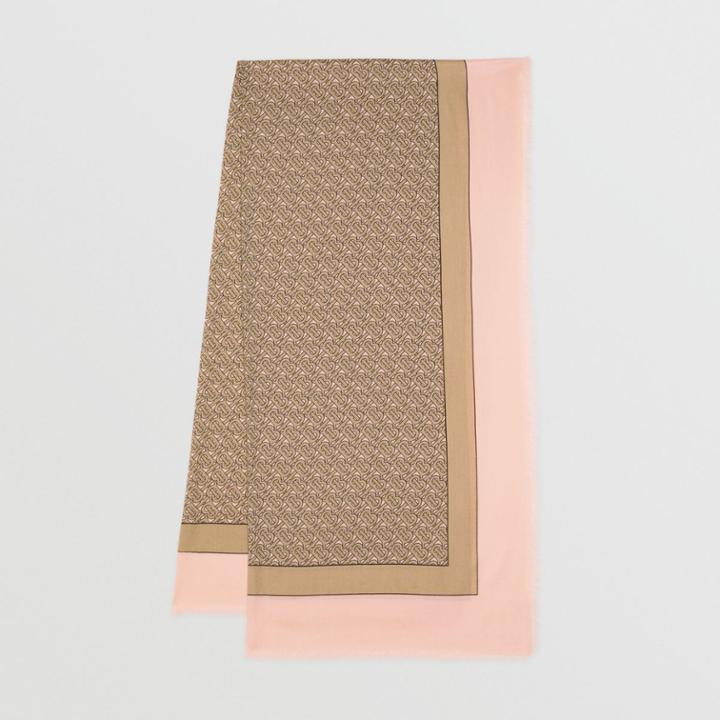 Burberry Burberry Monogram Print Lightweight Cashmere Scarf, Pink