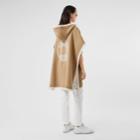 Burberry Burberry Logo Graphic Wool Cashmere Jacquard Hooded Cape, Beige