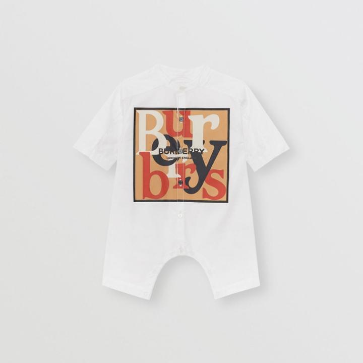 Burberry Burberry Childrens Logo And Archive Scarf Print Cotton Jumpsuit, Size: 12m, Beige