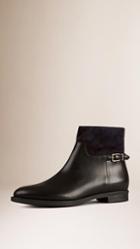Burberry Suede Detail Leather Ankle Boot