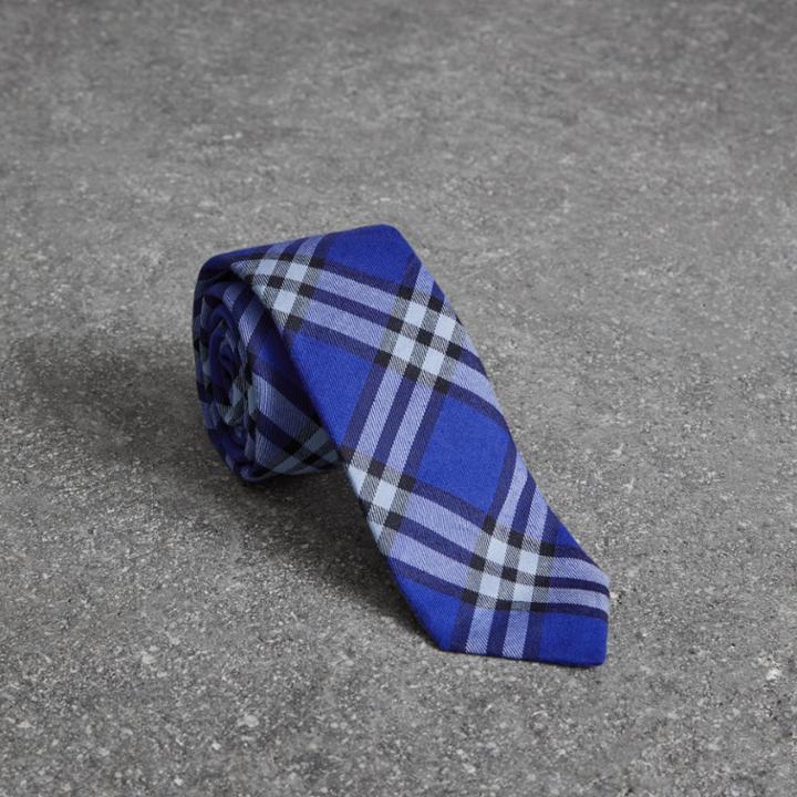 Burberry Burberry Slim Cut Check Cotton Tie, Blue