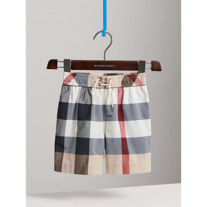 Burberry Burberry Check Technical Cotton Swim Shorts, Size: 14y, Beige