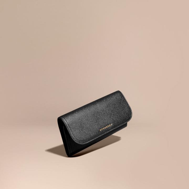 Burberry Burberry Grainy Leather Slim Continental Wallet, Black