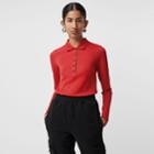 Burberry Burberry Long-sleeve Check Placket Cotton Piqu Polo Shirt, Red