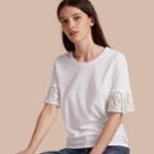 Burberry Burberry Lace Trim Cotton T-shirt, Size: Xxs, White
