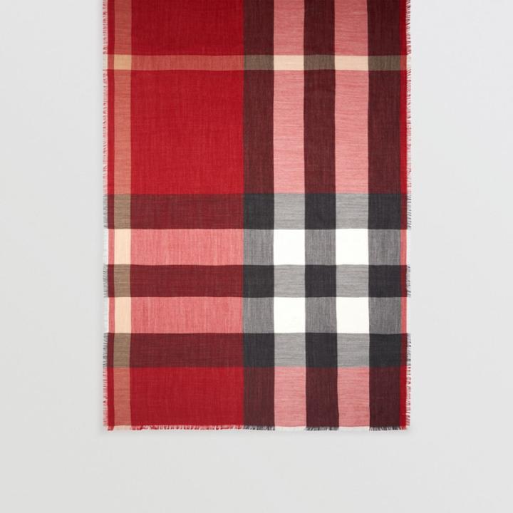 Burberry Burberry Lightweight Check Cashmere Scarf, Red
