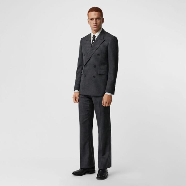 Burberry Burberry Classic Fit Pinstriped Wool Tailored Jacket, Size: 34r, Grey