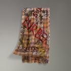 Burberry Burberry Graffiti Vintage Check Wool Silk Scarf, Red