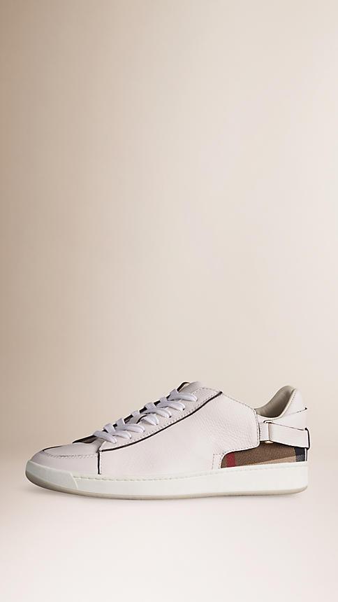 Burberry Strap Detail Leather And House Check Trainers