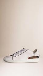 Burberry Strap Detail Leather And House Check Trainers