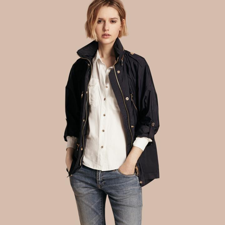 Burberry Burberry Showerproof Parka Jacket With Packaway Hood, Size: 06, Blue