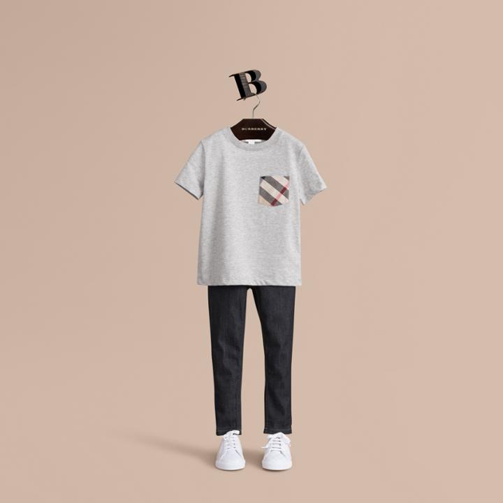 Burberry Burberry Check Pocket T-shirt, Size: 14y, Grey