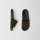Burberry Burberry Monogram Flocked Leather Slides, Size: 41, Brown
