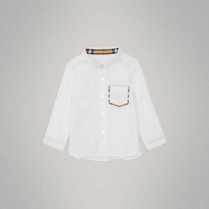 Burberry Burberry Childrens Check Detail Cotton Oxford Shirt, Size: 12m, White