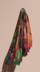 Burberry Floral And Gold Foil Lightweight Cashmere Scarf