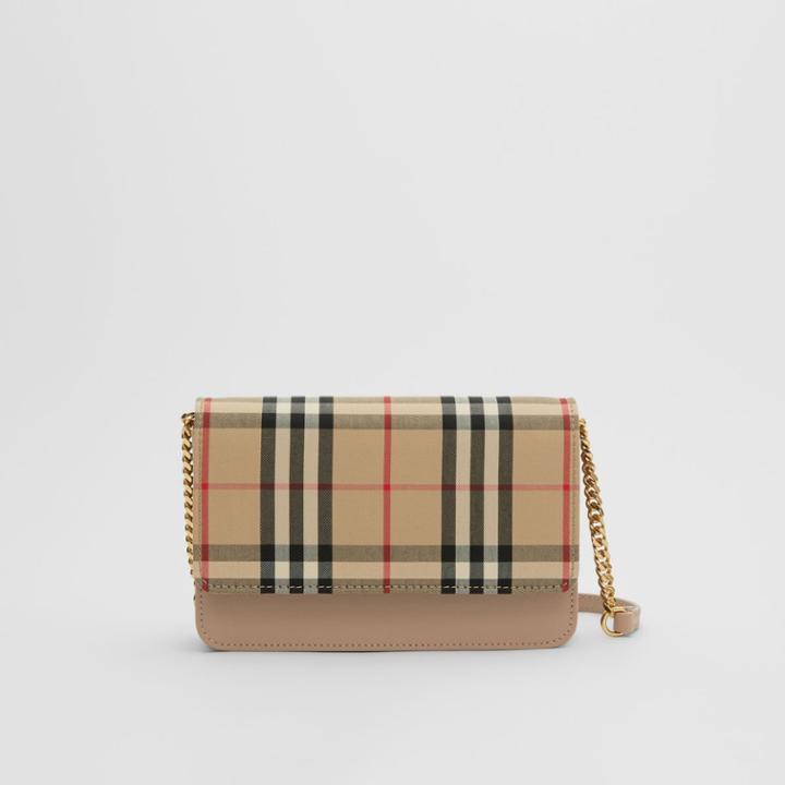 Burberry Burberry Vintage Check Canvas And Leather Bag, Yellow