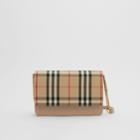 Burberry Burberry Vintage Check Canvas And Leather Bag, Yellow