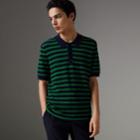 Burberry Burberry Striped Knitted Cotton Polo Shirt, Blue