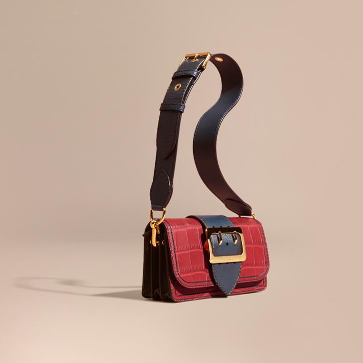 Burberry Burberry The Small Buckle Bag In Alligator And Leather, Red