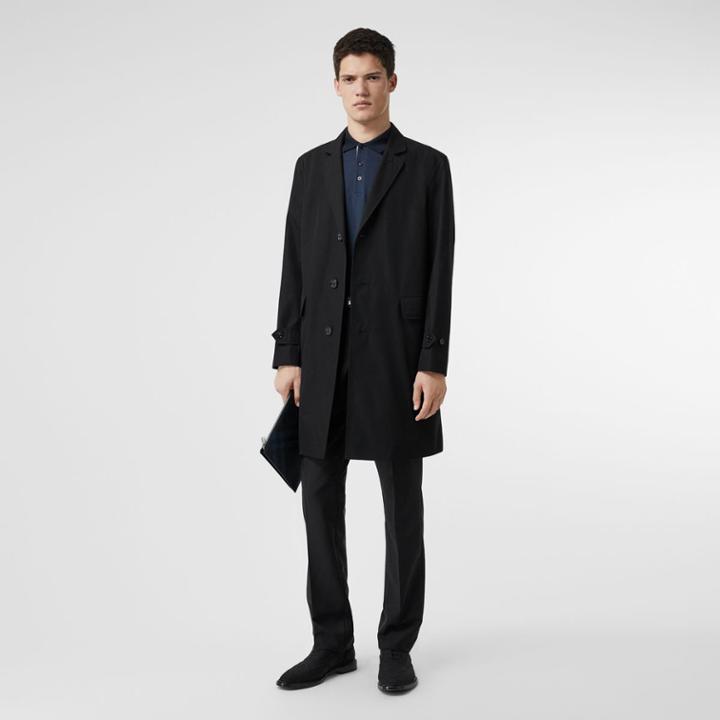 Burberry Burberry Cotton Gabardine Car Coat, Size: 40, Black