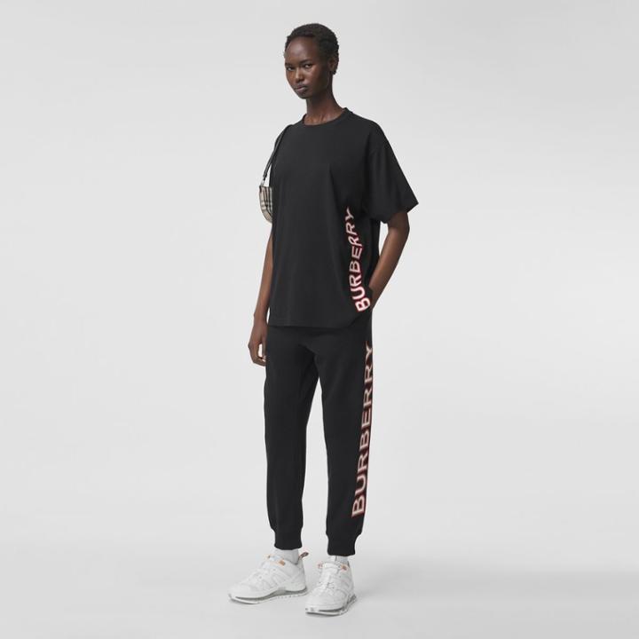 Burberry Burberry Logo Print Cotton Oversized T-shirt, Size: Xxs, Black