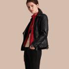 Burberry Lived-in Lambskin Biker Jacket With Detachable Warmer