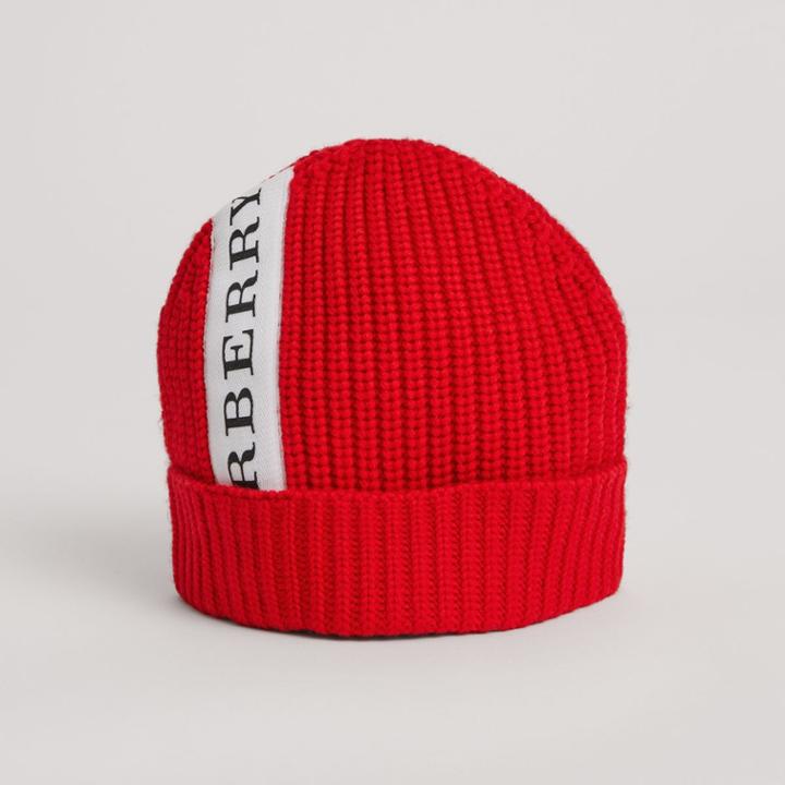 Burberry Burberry Logo Stripe Wool Turnback Beanie