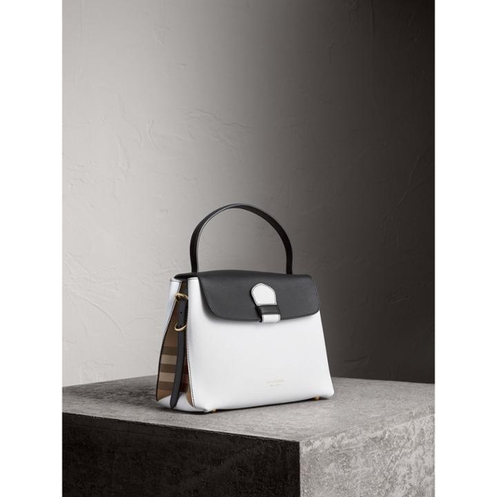 Burberry Burberry Medium Two-tone Leather And House Check Tote