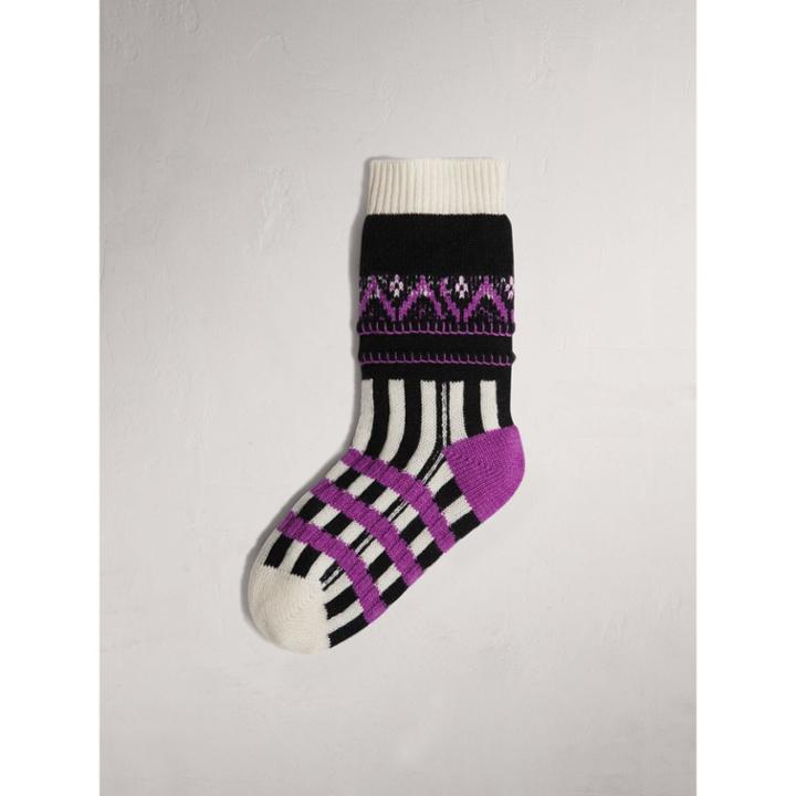 Burberry Burberry Fair Isle Wool Cashmere Patchwork Socks