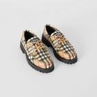 Burberry Burberry Childrens Vintage Check Leather Boat Shoes, Size: 27, Beige