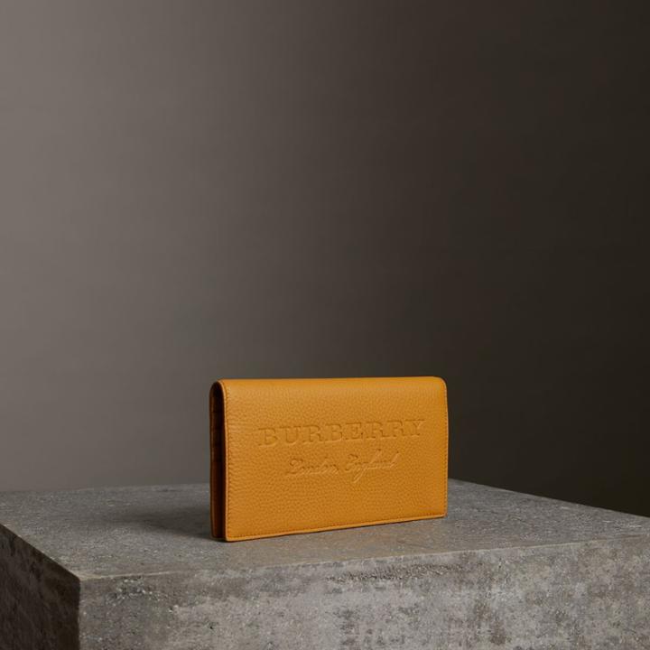 Burberry Burberry Embossed Leather Continental Wallet, Yellow