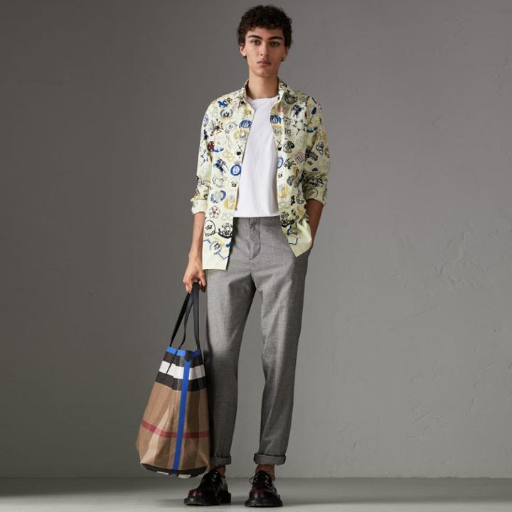 Burberry Burberry Emblem Print Cotton Shirt
