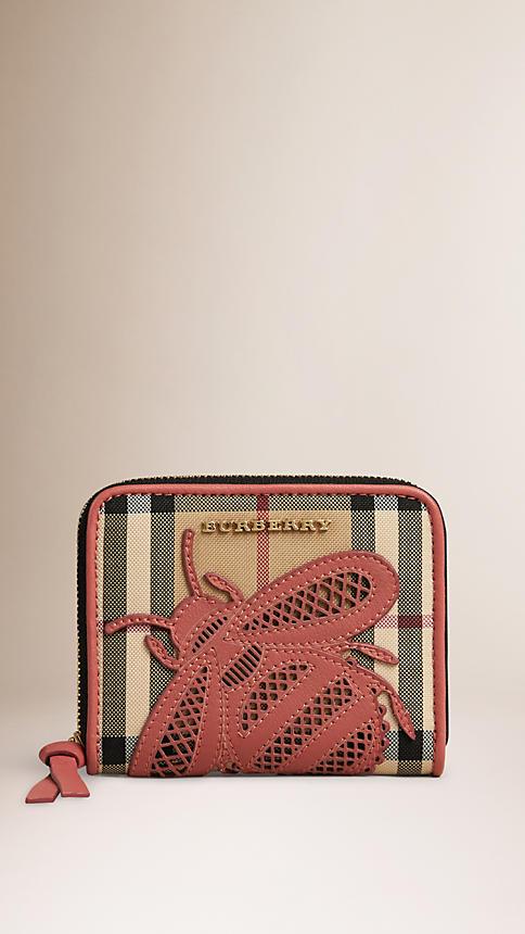 Burberry Horseferry Check And Leather Bug Ziparound Wallet