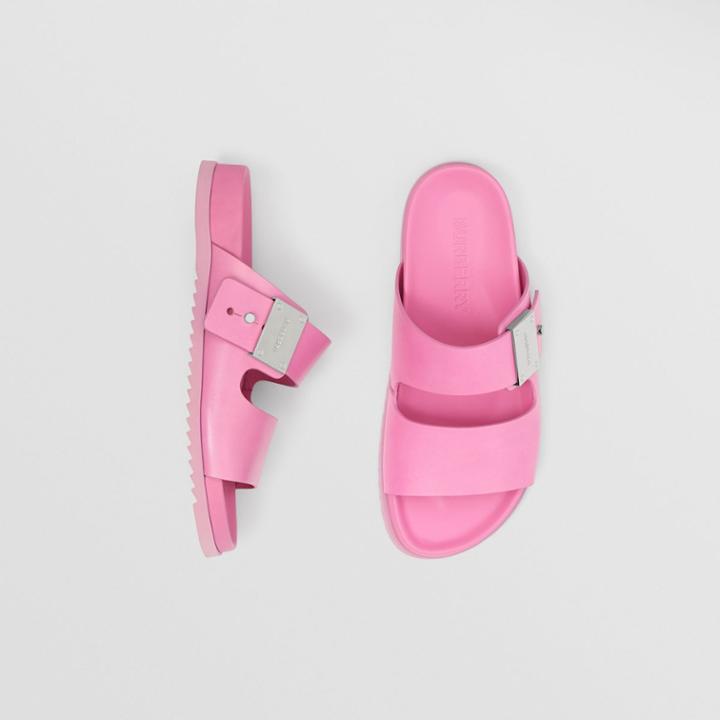 Burberry Burberry Logo Detail Leather Sandals, Size: 35