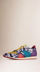 Burberry The Field Sneaker In Book Cover Print Leather