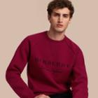 Burberry Burberry Topstitch Detail Wool Cashmere Blend Sweatshirt, Size: Xl, Red