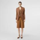 Burberry Burberry Box Pleat Detail Cotton A-line Skirt, Size: 02, Bronze