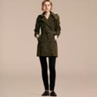 Burberry Burberry Taffeta Trench Coat With Detachable Hood, Size: 06, Green